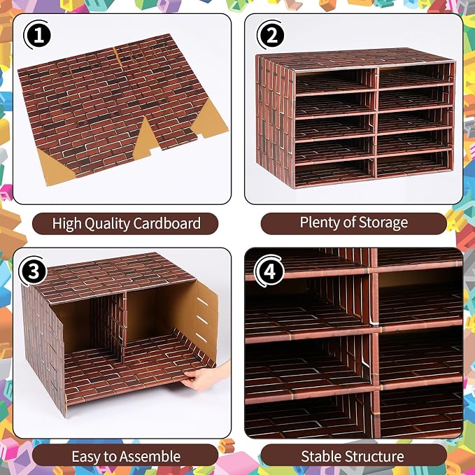 Dispowreath 2 Pack 10 Slots Construction Paper Storage, Classroom Mailboxes, Back to School Literature Cardboard Paper Organizer for Teacher, Office, 19.7 x 12.4 x 11.8 Inches (Red and Brown,Brick)