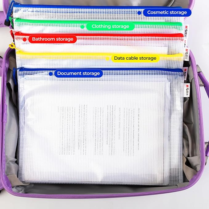 M&G 20 Pack Mesh Zipper Pouch Bags for Organizing Storage, A4 Letter Size, Waterproof Portable Document Zipper Pouches, Board Game Storage Bags for Office School Supplies