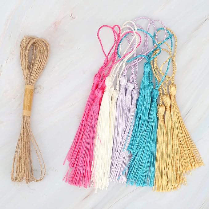 Acrylic Bookmarks Blanks Bulk 31PCS Clear Bookmark Plastic Blank 15 Sets with 5 Color Tassels & Twine String for Vinyl DIY Craft (3 Shape of Bookmarks)
