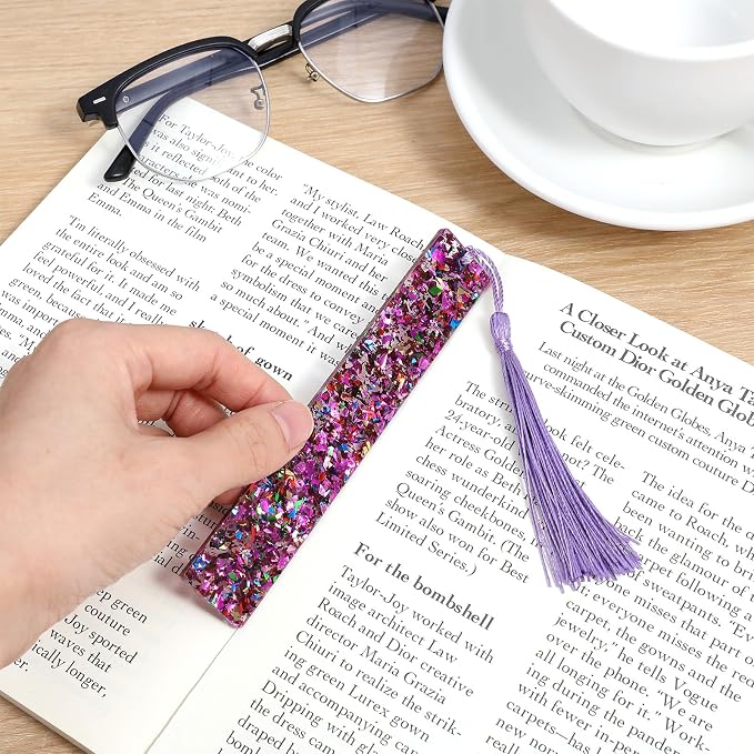 2Pcs Funny Bookmarks,Glittering Book Marks for Reading,Elegant Bookmark for Women with Tassels Book Lovers Gifts