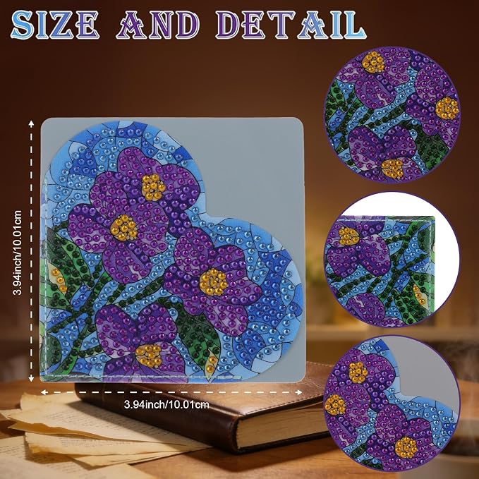 VI-FA 6 Pcs Diamond Painting Bookmark Kit, DIY Corner Book Marks for Adults Kids, Diamond Dot Art Craft Kits for Beginners, Birthday Gifts for Book Lovers Women Girls(Heart Flower)