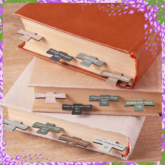 48 Pcs Magnetic Cross Bookmarks Bulk Church Gifts Christian Gifts for Women Bulk Christian Bookmarks Bible Verse Magnetic Page Clips for Women Christmas School Bible Study Group(Solid Color)