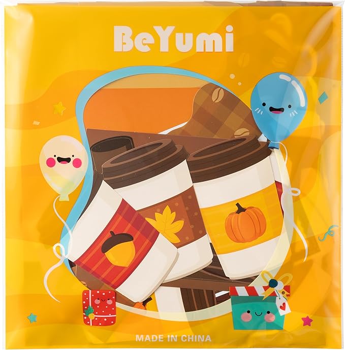 BeYumi Thanksgiving Latte Bulletin Board - 81Pcs We Have A Latte To Be Thankful For Bulletin Board Fall Coffee Cup Cutout with Tissue Paper Pompoms School Classroom Chalkboard Wall Supplies Decoration