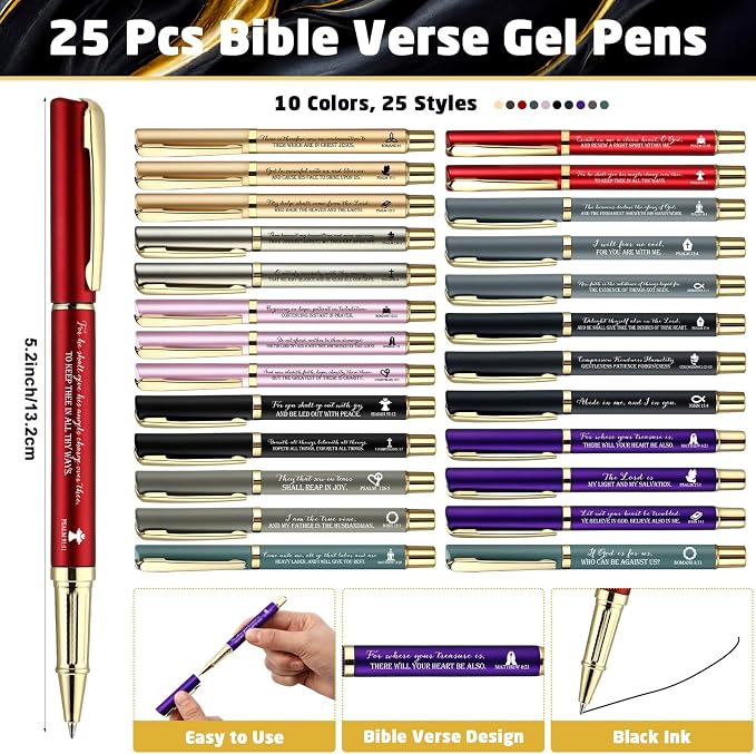 Feifeiya 75 Pcs Father's Day Christian Gifts Bulk 25 Bible Verse Pens 25 Religious Keychains 25 Emergency Number Bookmark Christian Church Gifts for Men Pastor Sunday School Church VBS(Colorful,Fresh)
