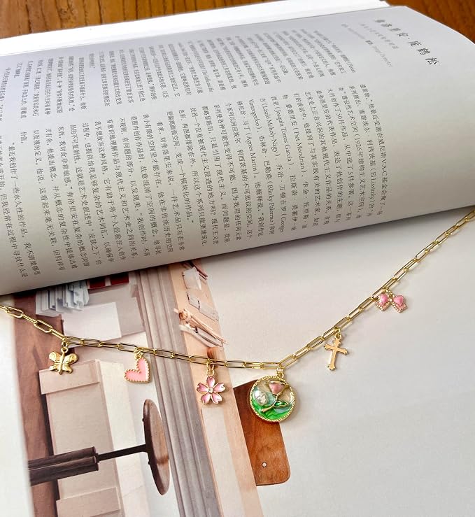 Bible Charm Chain, Christian Bible Accessory Faith Gift, Scripture Bookmark, Bible Jewelry Religious Decor for Study (Style-B)