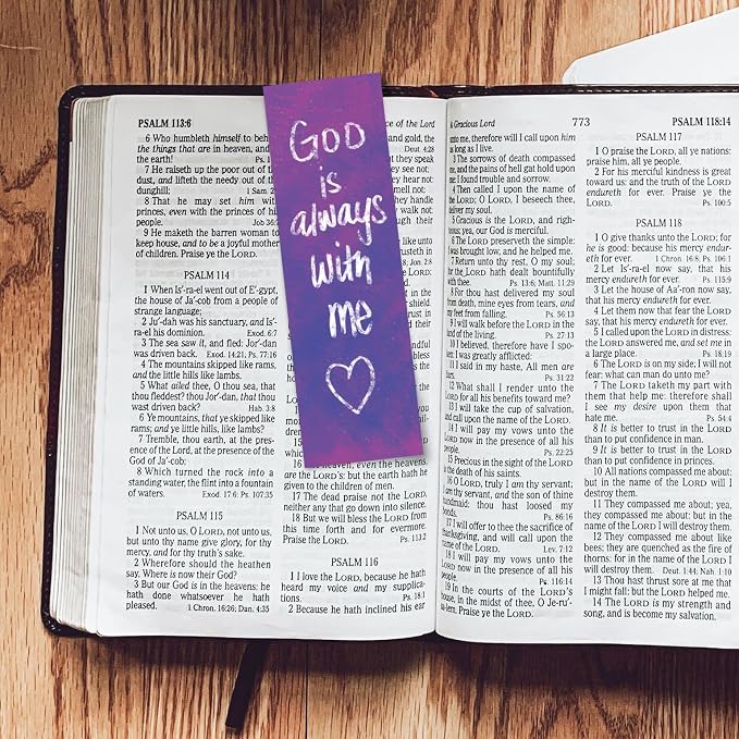 Children and Youth Bookmark, God is Always with Me, Psalm 16:8, Pack of 25, Handouts for Classroom, Sunday School, and Bible Study