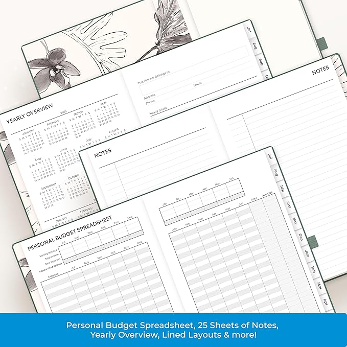 Blue Sky 2025-2026 Weekly and Monthly Academic Year Planner Calendar, July 2025 - June 2026, 5" x 8", Faux Leather Hard Cover, Bookbound, Laminated Tabs, Storage Pocket, Rio Green