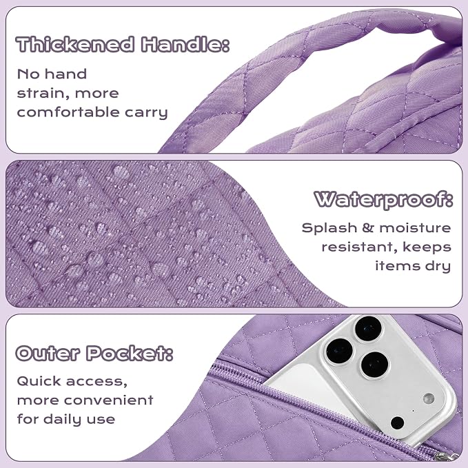 XKDOUS Quilted Bible Cover Case with Bible Study Accessories Kit, Waterproof Large Capacity Bible Bag for Women, Portable for Church Study, Multiple Morandi Color Options (Dusty Lavender)