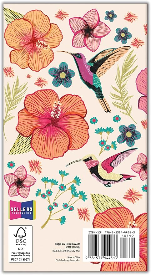 2026 Pocket Calendar Planner, 2-Year Monthly Calendar Book (24-Month): January 2026 – December 2027, Purse Size 6.5" x 3.5", Hummingbird Flowers