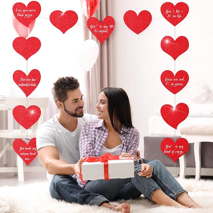 TaoBary 24 Pcs 7.08 Inch Valentine's Day Glitter Heart Cutouts Large Red Paper Heart Shaped Cutouts for Bulletin Board Decorations for Valentine's Day DIY Craft Classroom Poster Wall Party Decor