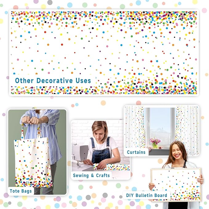 CHUNNIN Confetti Fabric Bulletin Board Decoration Colorful Dots Bulletin Board Background Creative Classroom Decor Arts Crafts Classroom Home Wall Decor Education Back to School Display Supplies