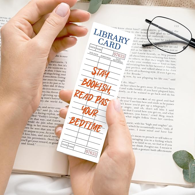 Vintage Bookmark Bulk Gifts - 100 Pcs White Library Card Paper Bookmarks for Women Girls Students Book Lovers Retro Quote Page Clips School Reading Accessories Bookish Birthday Graduation Gift
