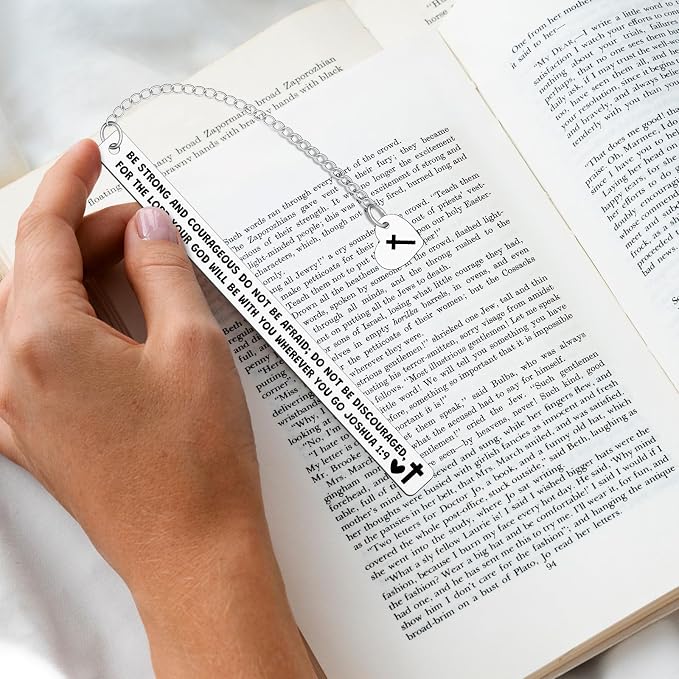 Bible Verse Metal Bookmark Gifts Religious Bookmark Be Strong and Courageous Cross Bookmarks Inspirational Gift for Women Scripture Gifts for Friend Book Club Gifts Graduation Retirement Gifts