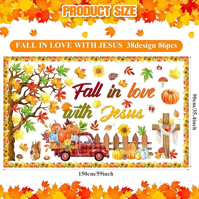 AmazingSpark 99 Pcs Fall Tree Bulletin Board Decorations with 300 Pcs Glue Points Autumn Thanksgiving Maple Leaves Pumpkin Acorns Cutouts Autumn Harvest Cutouts for School Classroom Wall Decoration
