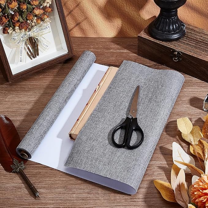 CRASPIRE 51 x 11.8 Inch Dark Grey Book Fabric Book Binding Cloth with Paper Back Polyester A4 to A8 Woven Linen Cover for Books Album Scrapbooking Archival DIY Covering Bookbinding Protector