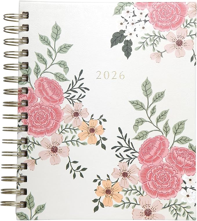 WORLD TRAVELER 2026 Planner Weekly and Monthly - 7'' x 8.75'' Hard Cover January December Spiral Daily Planner 2026 To Do List, Size 7X8.75, Multi/Floral