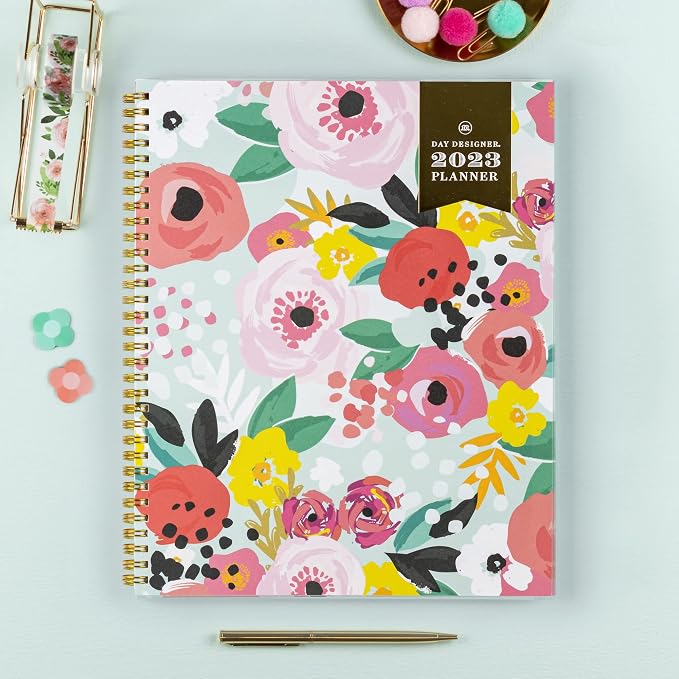 Blue Sky Day Designer for Blue Sky 2023 Weekly and Monthly Planner, 8.5" x 11", Frosted Cover, Wirebound, Secret Garden Mint (140101-23)