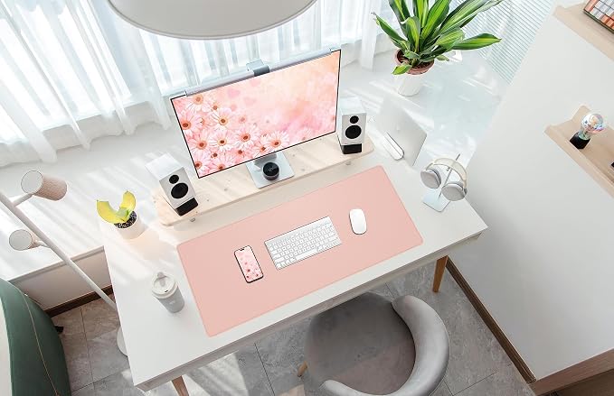 AFIING Cork Desk Mat, Rose Pink, 31.5" x 17", Desk Pad Protector | Dual-Sided Cork & PU Leather, Non-Slip & Waterproof, For Office, Home & Study