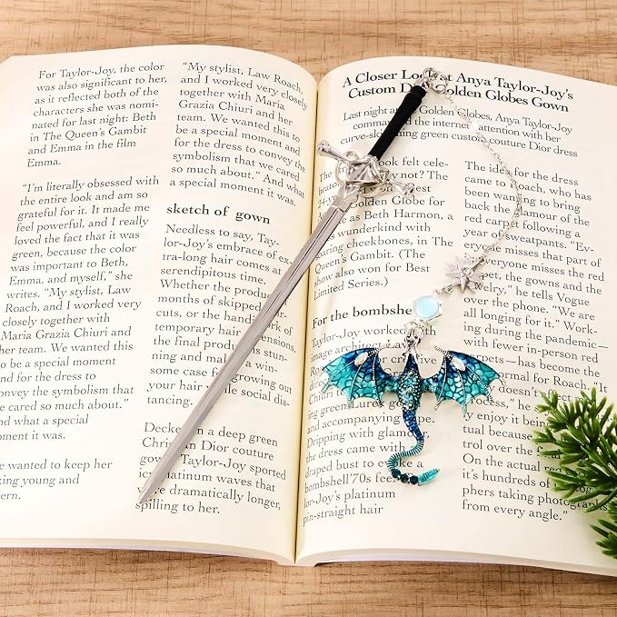 Fourth Wing Novelty Sword Bookmark Dragon Book Marks for Book Lovers Reading Men Gifts