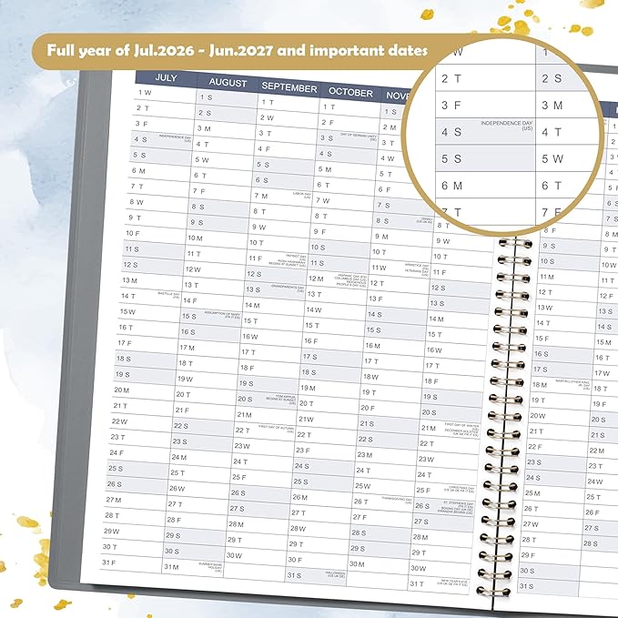Appointment Book 2026-2027 - Weekly Appointment Planner, Jul 2026 - Jun 2027, Hourly Daily Planner 26-27, 9" x 11", Planners 2026-2027 with 15-Minute Interval, Colorful Tabs, Pocket, Notes, Leather Cover - Grey