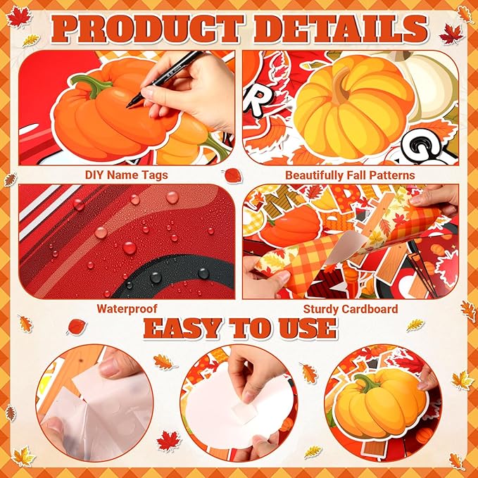 Containlol Fall Thanksgiving Bulletin Board Set Autumn Harvest Classroom Decorations Cutout for Door Wall School Supplies(Colorful,Pumpkin Truck)