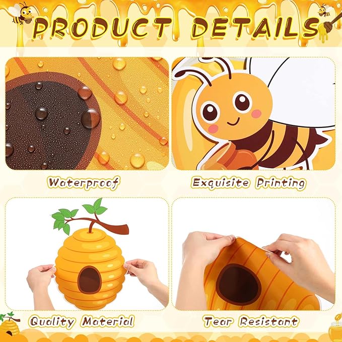 Pasimy Spring Bulletin Board Decorations Set 3D Sunflower Bulletin Board Bee Classroom Decor Honeycomb Butterfly Flower Kindness Cutouts Borders for Home Office Wall Door Window Supplies(Honeybee)