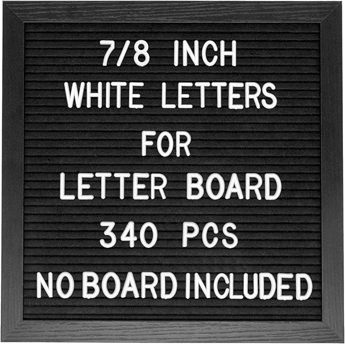 Felt Letter Board Letters Set, Pre-Cut 340pcs 7/8inch(0.875") White Letters Only(No Board Included)