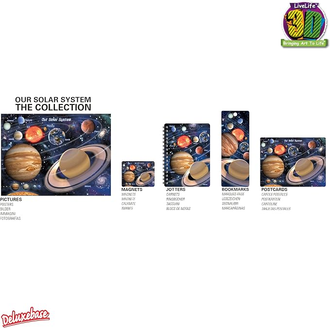 3D LiveLife Bookmark - Our Solar System from Deluxebase. Cute Lenticular Planet Page Marker. Space Themed Accessories for Book Lovers. Small Gifts for Men, Women, Writers and Teachers.