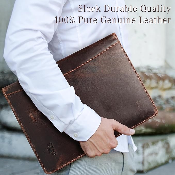 Leather Portfolio Binder, Professional Organizer Padfolio – Resume Folder, Business Card & Document Holder, Portfolios for Men & Women, Office & Business Supplies by LushLuxeoria | (Small - Brown)