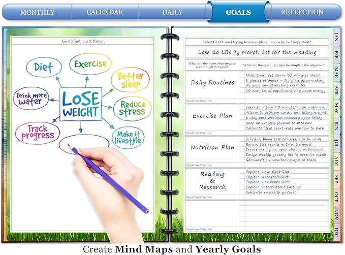 Tools4Wisdom Customizable Planner - 8.5x11 Inch Hardcover - Discbound Daily Weekly Monthly Disc Planner - Undated - 1DSC - Follow Your Dreams