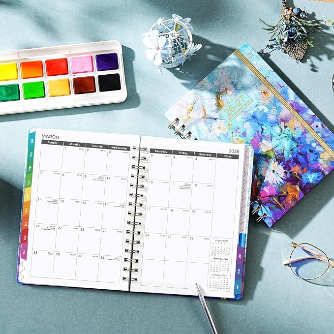 2026-2027 Appointment Book - Weekly & Monthly Planner, 6.3" x 8.4", JULY 2026 - JUNE 2027, 30-Minute Interval, 2026-2027 Daily Hourly Planner, Inner Pocket, Colorful Monthly Tabs