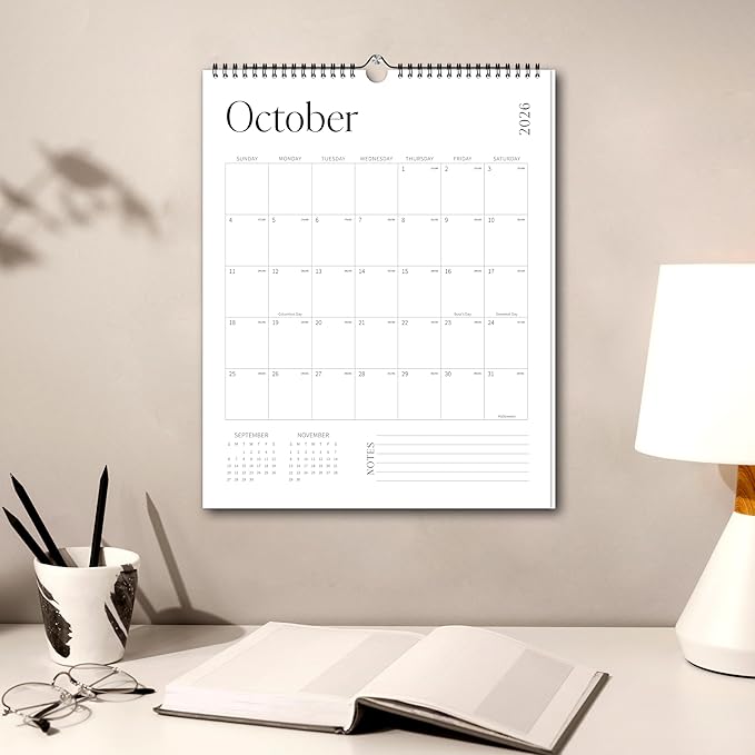 Aesthetic Wall Calendar 2026, 18 Monthly Vertical Calendar January 2026 to June 2027, 15" x 10" Modern Wall Hanging Calendar for School, Home, Office for Monthly Organizing & Planning