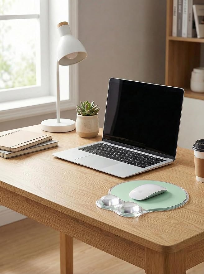 Ergonomic Gel Mouse Pad Wrist Rest Support for Desk, PU Base, Smooth Surface, Crystal Gel Cushion, Non-Slip Stability, Mousepad for Office/Home/Study Light Green AMP-05