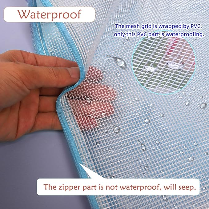 A4 Mesh Zipper Pouches, 24pcs 8 Colors - Plastic Zipper Bags for Organizing, School/Office/Home