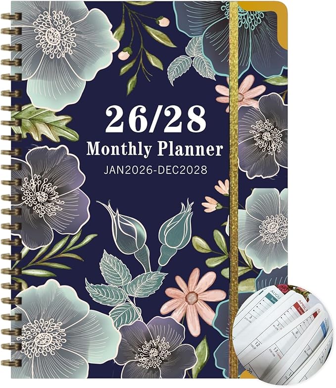 3 Year Monthly Planner 2026-2028 9'' x 11'' with 36 Monthly Tabs 3 Year Calendar 2026-2027-2028 Great for Long-Term Planning (Navy blue)