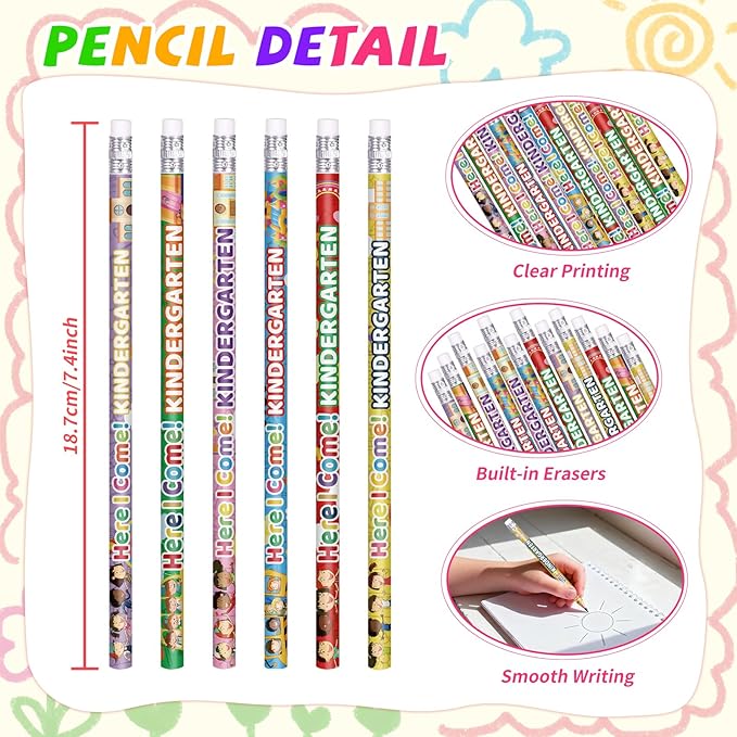 Kindergarten Pencils Colorful Birthday Pencils Fun Inspirational Pencil Back to School Pencil (120)