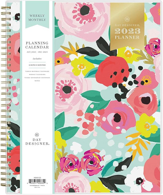 Blue Sky Day Designer for Blue Sky 2023 Weekly and Monthly Planner, 8.5" x 11", Frosted Cover, Wirebound, Secret Garden Mint (140101-23)
