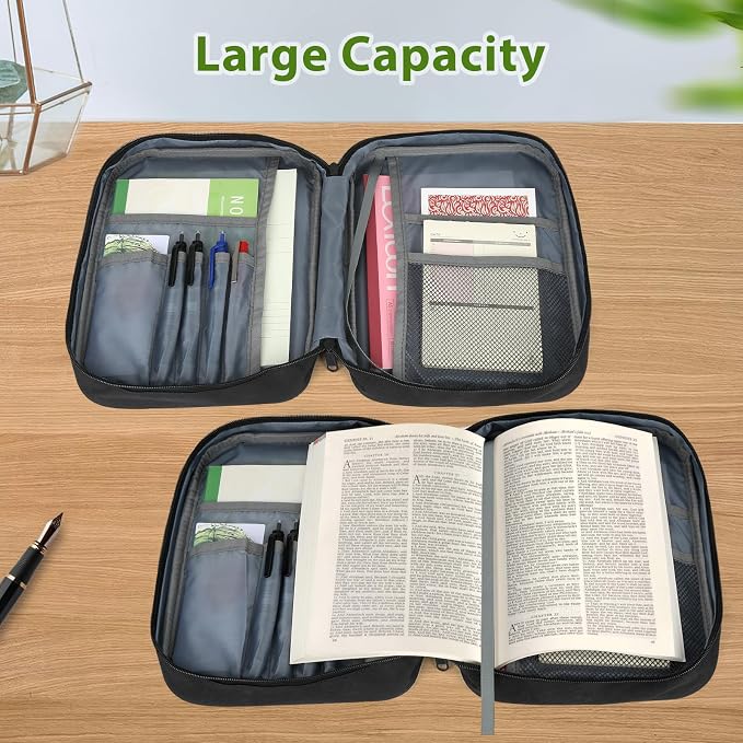 CDBXPRG Bible Cover, Bible Carrying Book Case for Women,Protective Church Organizer Holder Bag with Handle Pockets,Christian Gift for Girls Boy and Men Brown