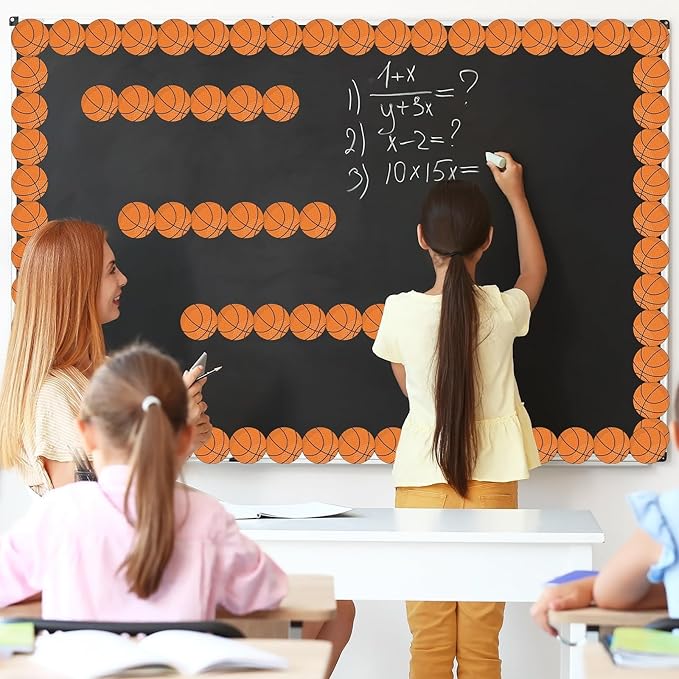 30 PCS Basketball Theme Magnetic Bulletin Board Borders 35 Ft Classroom Borders Precut Strips Reusable Sports Magnetic Bulletin Board Decorations for Classroom Office & Activity Room Accessories