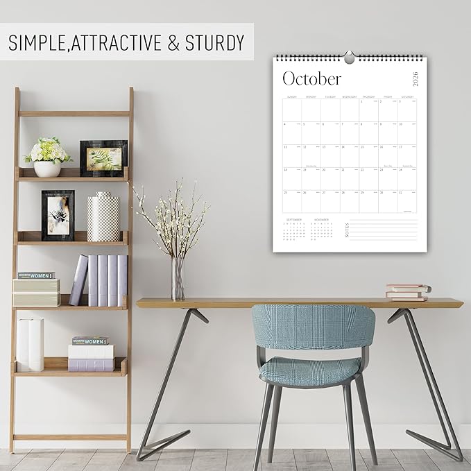 Aesthetic 2026 Wall Calendar - 12 Monthly Calendar from January 2026 to December 2026, 14.5" x 10.5", Modern Vertical Wall Hanging Calendar for Organizing & Planning, Leaves