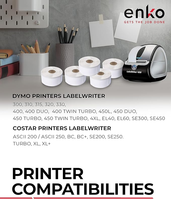 enKo (12 Rolls, 6000 Labels) Address & Shipping Labels 30330 (3/4" x 2") Compatible for Dymo LabelWriter
