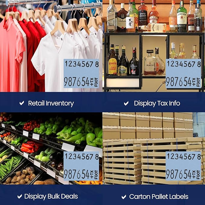 Perco Blue Pricing Labels for Monarch 1136 Price Gun - Case of 8 Sleeves, 64 Rolls Value Pack - 112,000 Price Marking Labels - with Ink Rolls Included