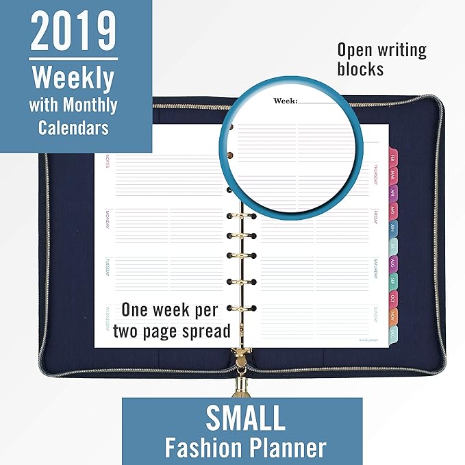 AT-A-GLANCE Weekly & Monthly Planner, Undated, 5-1/2" x 8-1/2", Pebble, Navy (6152-4001-58)