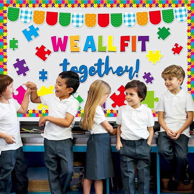 Justforjoyful Puzzle Pieces Bulletin Board Classroom Decorations Welcome Back To School Bulletin Board Puzzle Pieces Themed Classroom Decor Motivational Cutouts for School Wall Decals Decor