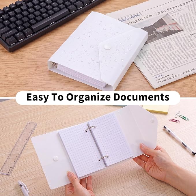 3x5 Inch Index Card Binder, Index Cards with Ring and Dividers - 100 Lined Page Index Card Organizer Case with Snap Closure for Study, Recipe Cards, Office Use (Clear)