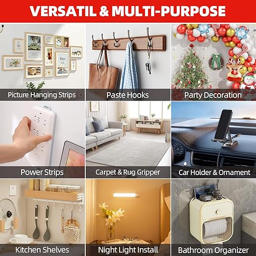 3M Double Sided Tape Heavy Duty, 0.39" x 9.85FT Removable Mounting Tape for Wall, Extra Strong Foam Tape, Picture Hanging Adhesive Strips Waterproof for Cars, Walls, Home, Office Décor