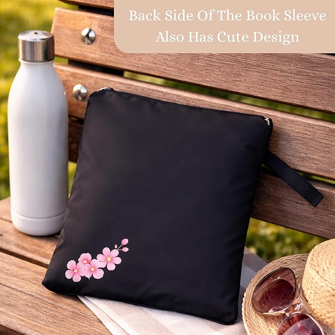 The Story Satchel Book Sleeve with Spacious Front Pocket - A Waterproof Protector Book Bag Pouch with Zipper - Perfect Book Lovers Gifts for Hardcover or Paperback (Bird Black)