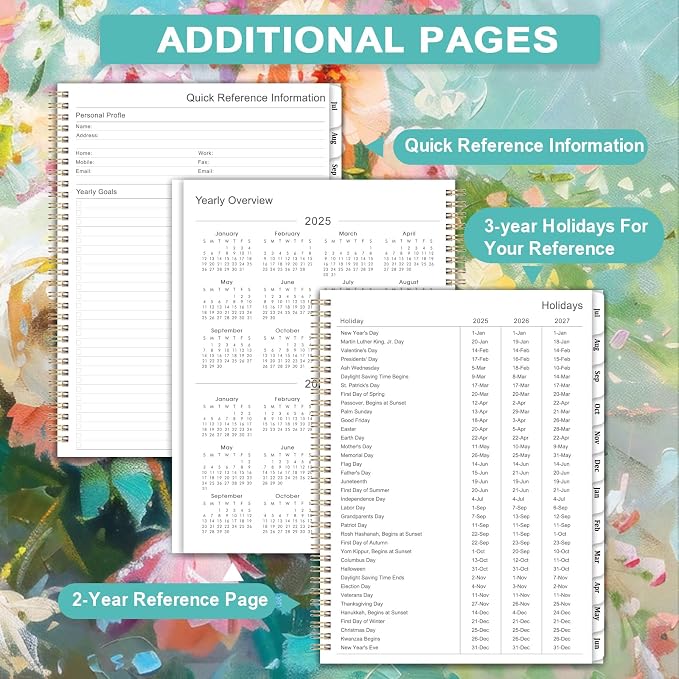 Bushypushy 2025-2026 Academic Planner, 8.5" x 11", July 2025 - June 2026, Weekly & Monthly, Thick Paper, Hardcover, 12 Monthly Tabs, Twin-Wire Binding