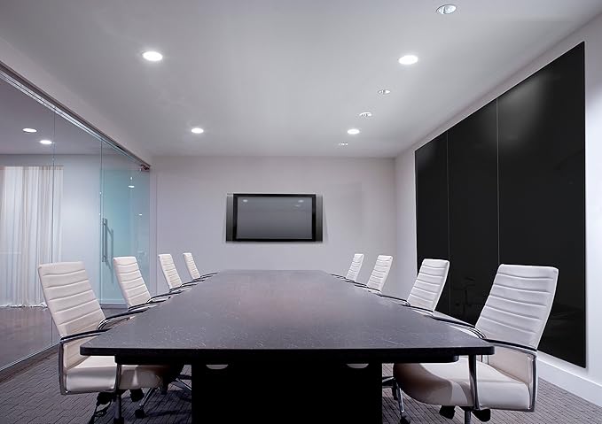 Aria 2'H x 3'W Magnetic Low Profile 1/4" Glass Whiteboard Horizontal - Black - 4 Rare Earth Magnets, 4 Markers and Eraser