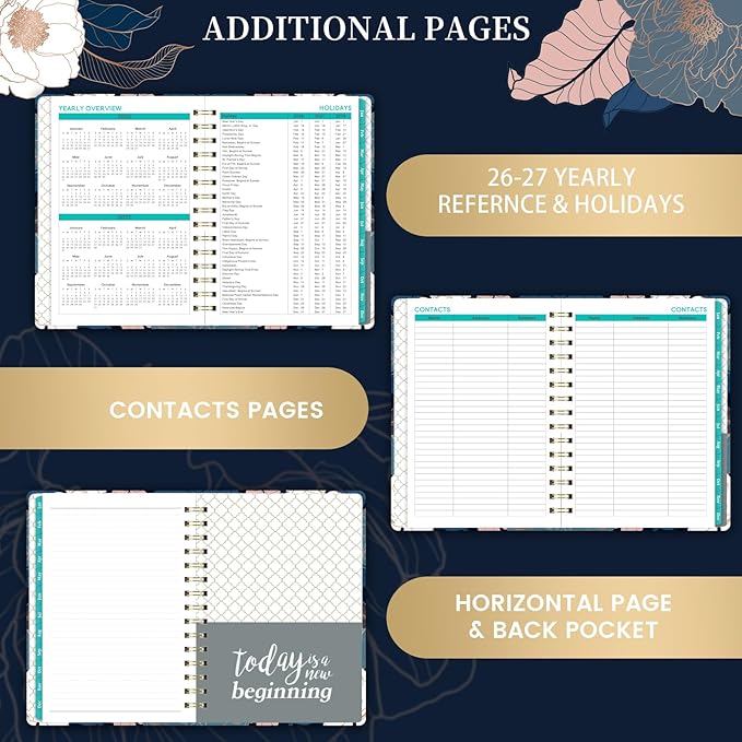 2026 Planner - Jan. 2026 - Dec. 2026, 2026 Planner Weekly and Monthly with Tabs, 6.3" x 8.4", Planner 2026, Hardcover with Back Pocket + Thick Paper + Twin-Wire Binding, Perfect Daily Organizer